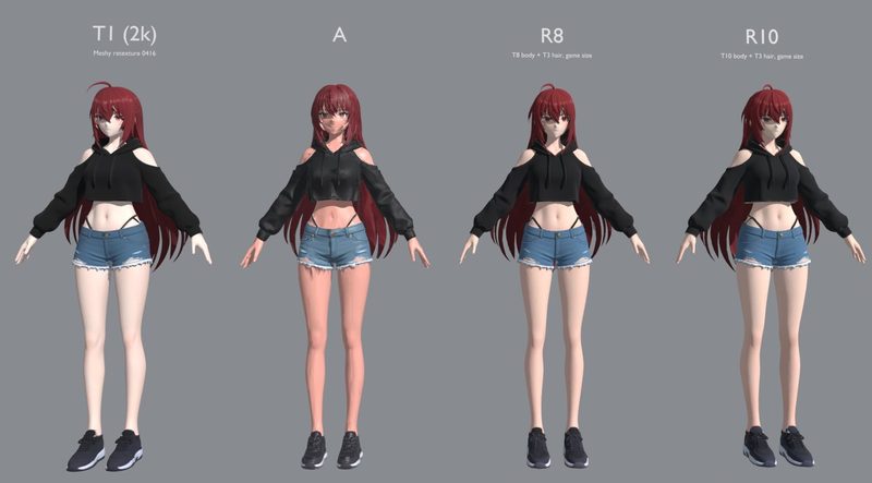 T1, the game model A, R8 and R10 side by side
