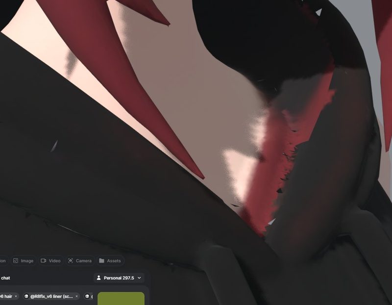 Hair-red paint on the collarbone skin