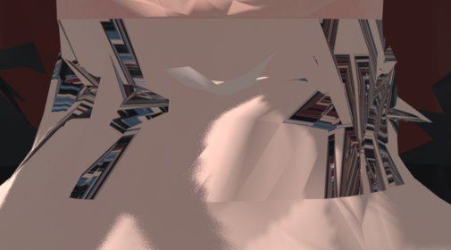 A bridged neck before recolouring: the bridge faces show scraps of texture from elsewhere